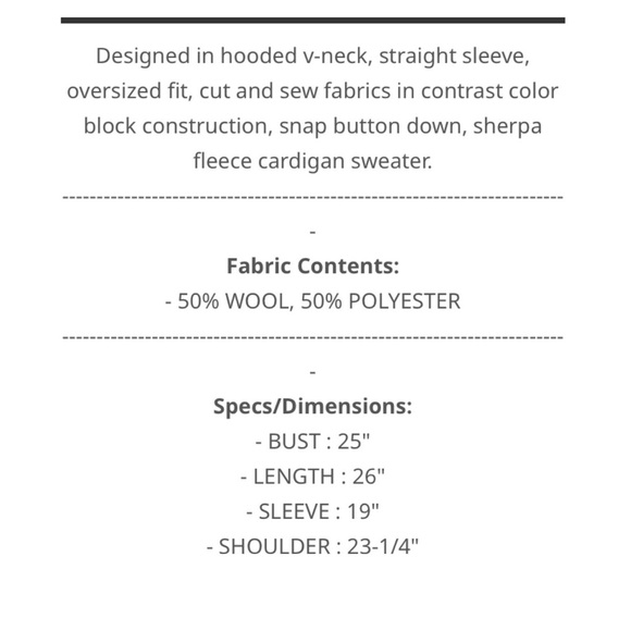 CLEARANCE $35 start 111 POL hooded Sherpa fleece jacket - Picture 6 of 6